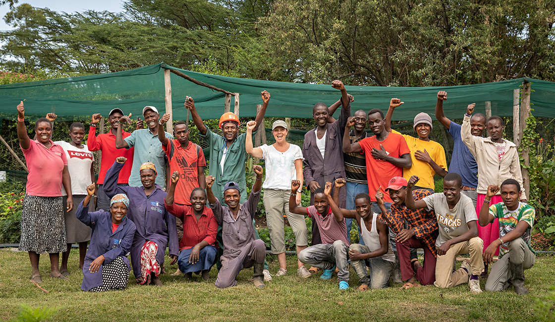 Some of the team who worked on sustainability projects with Charlotte in the Wild Shamba at House in the Wild, Masai Mara, Kenya